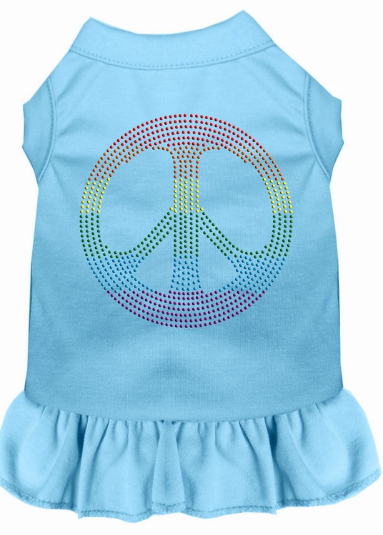 Rhinestone Rainbow Peace Dress Baby Blue XS